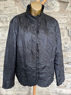 Black Quilted Floral Jacket
